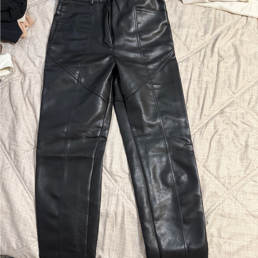 Aritzia Wilfred Black Leather Trousers